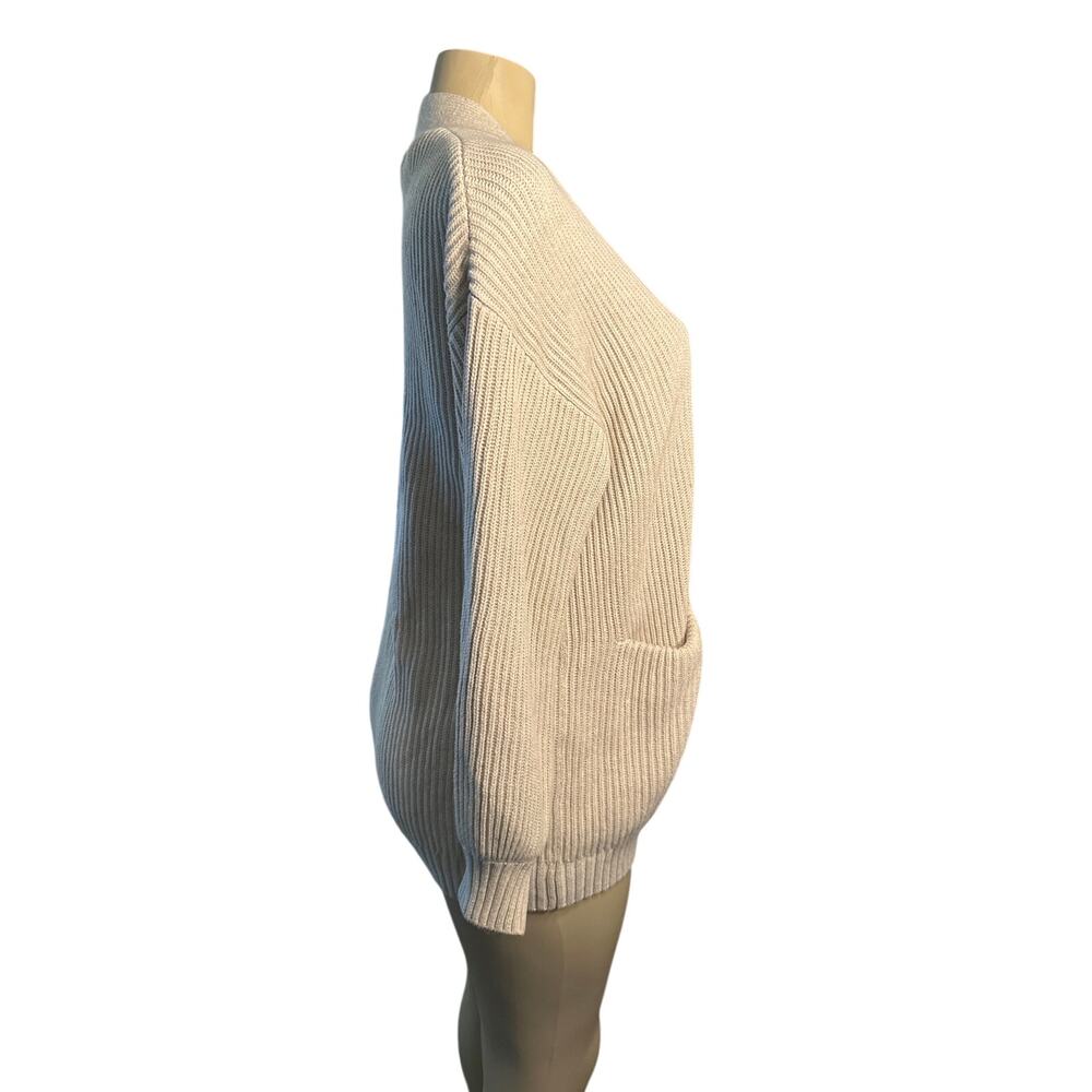 Women S Quince 100% Organic Cotton Oversized Cardigan Sweater Speckled Beige - Picture 6 of 7